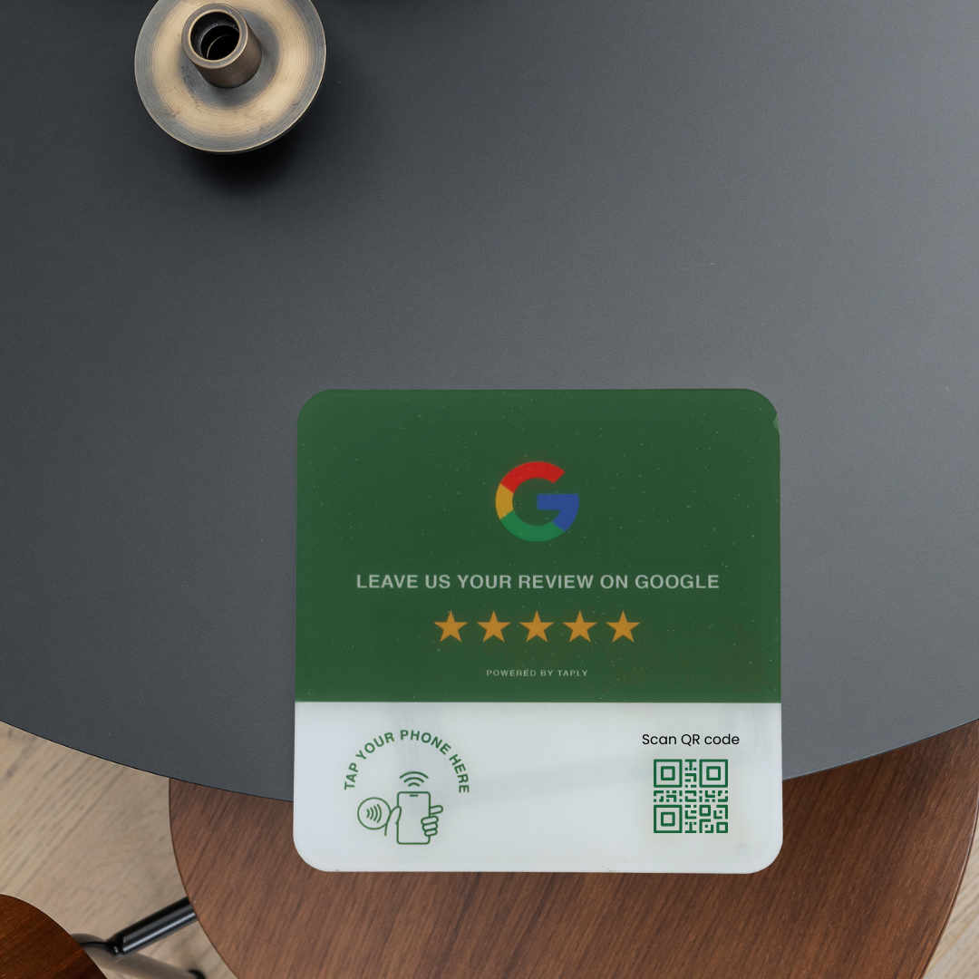 Taplly Google Review NFC & QR Plate – Emerald Green Edition