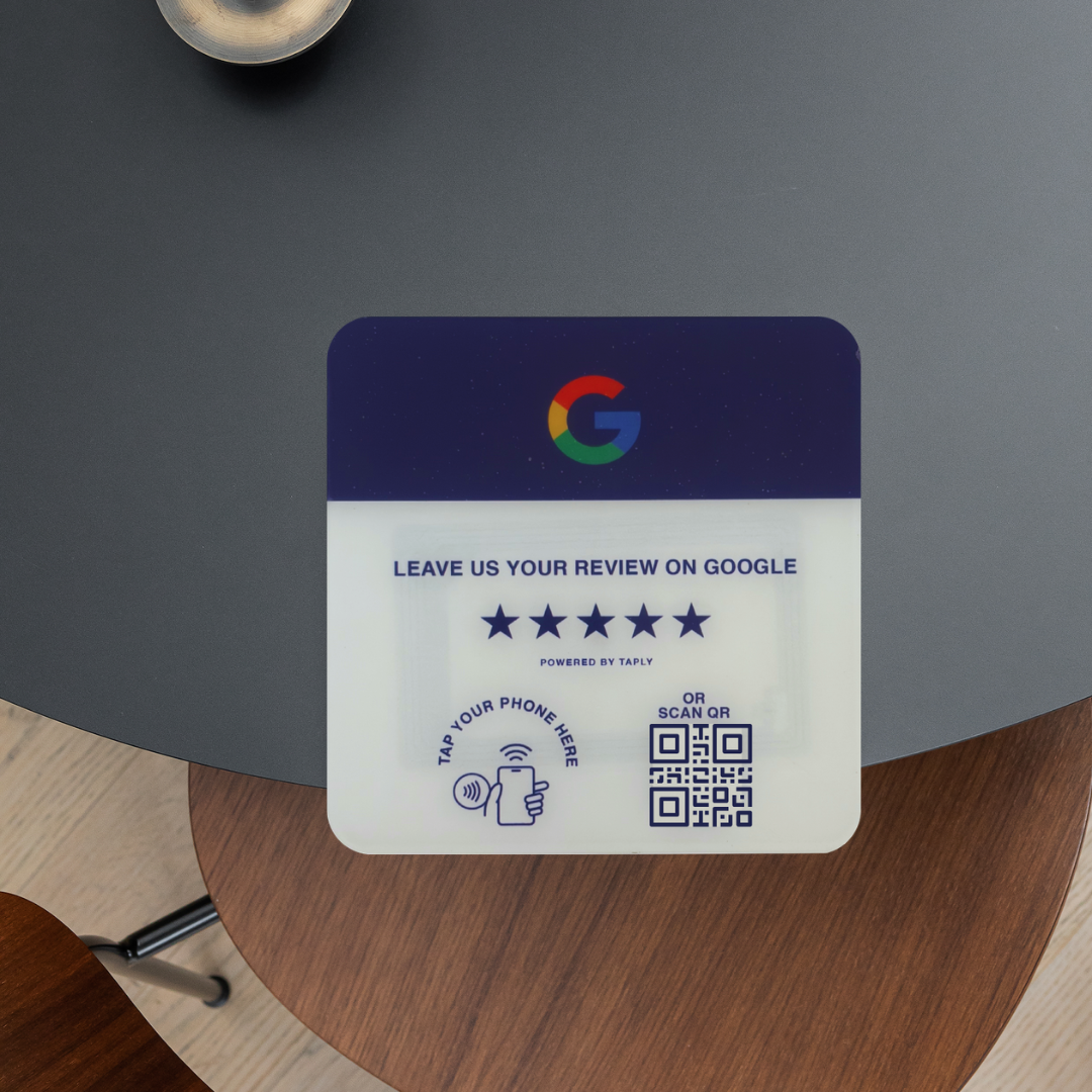 Taplly Google Review NFC & QR Plate – Midnight Blue Edition