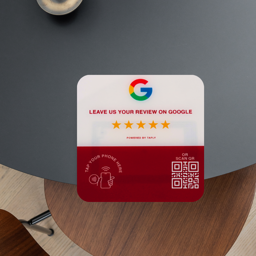 Taplly Google Review NFC & QR Plate – Heritage Red Edition